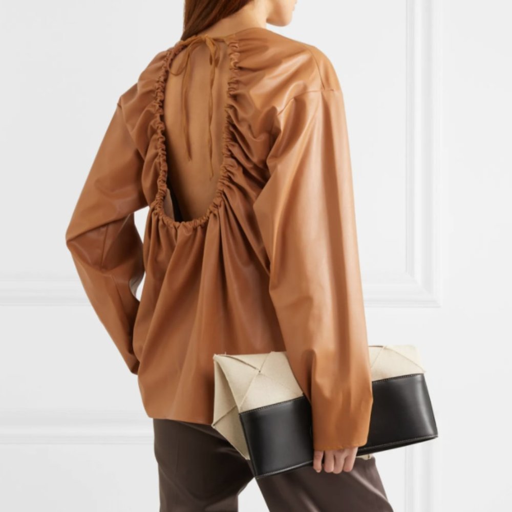 We11done Open Back Faux Leather Blouse